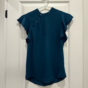 Aritzia Babaton teal short sleeve blouse. Size xxs